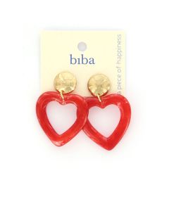 Biba oorbellen Heart Red - 82821
