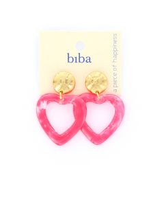 Biba oorbellen Heart Pink - 82821