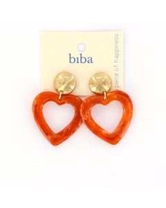 Biba oorbellen Heart Orange - 82821