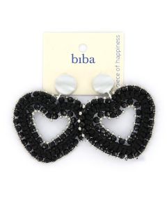 Biba oorbellen Heart - 83313-Zwart
