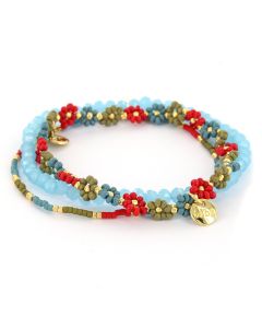 Biba Armbandenset Beads & Flowers-Blauw