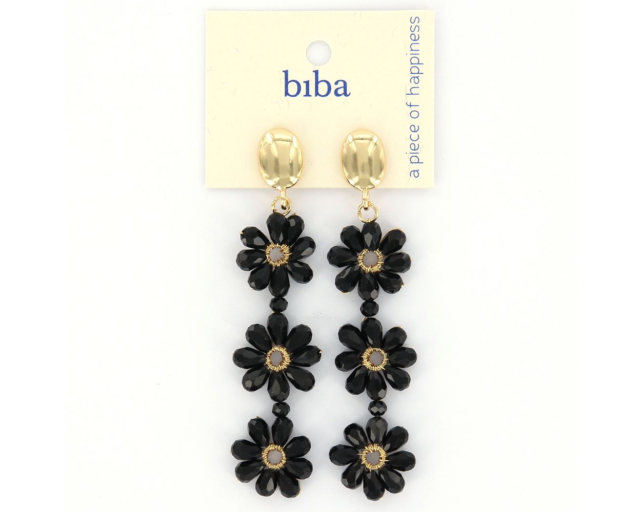 Biba oorbellen Flowers Black - 83318